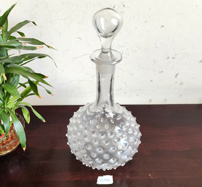 1940er Vintage Klare Glas Jumbo Hobnail Wein Dekanter Flasche Mit Stopfen GL977