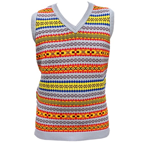 Unisex Herren Fairisle Weste Pullunder Vintage Ärmellos Strickpullover 50s 60s - Bild 45 von 52