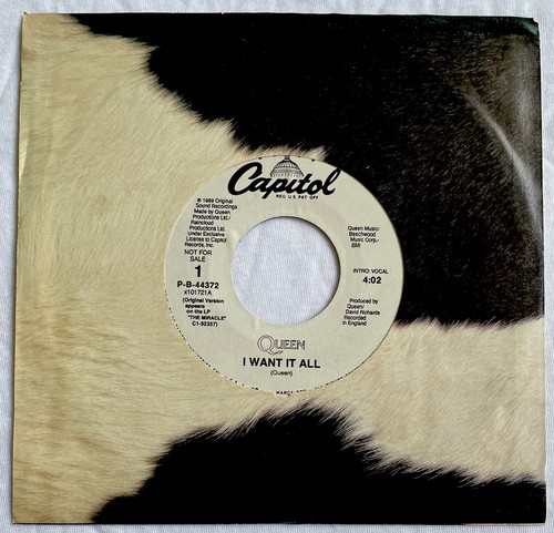 QUEEN -I Want It All- Rare US 7” Promo +Capitol Sleeve (Vinyl Record) - Picture 4 of 5