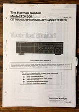 HK Harman Kardon TD-4500 TD-4500 Cassette Service Manual Supple. Original 