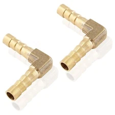 2 PCS Hose Barb Fitting 90 Degree L Right Angle Elbow Brass 6mm 1/4 Inch