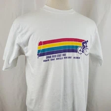 Vintage 80s Sugar River State Bike Trail T-Shirt Large Single Stitch Hanes 50/50