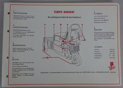 Shell Schmierplan für Tempo Hanseat