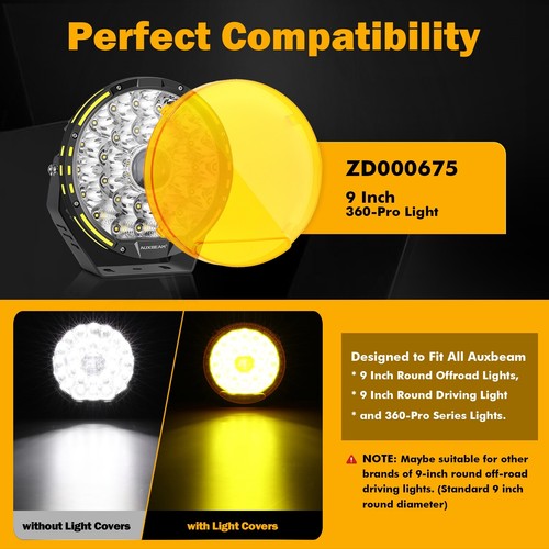 AUXBEAM 9"inch Round 360-PRO LED Work Light Pods Offroad Driving Lamps + Covers - Picture 11 of 12