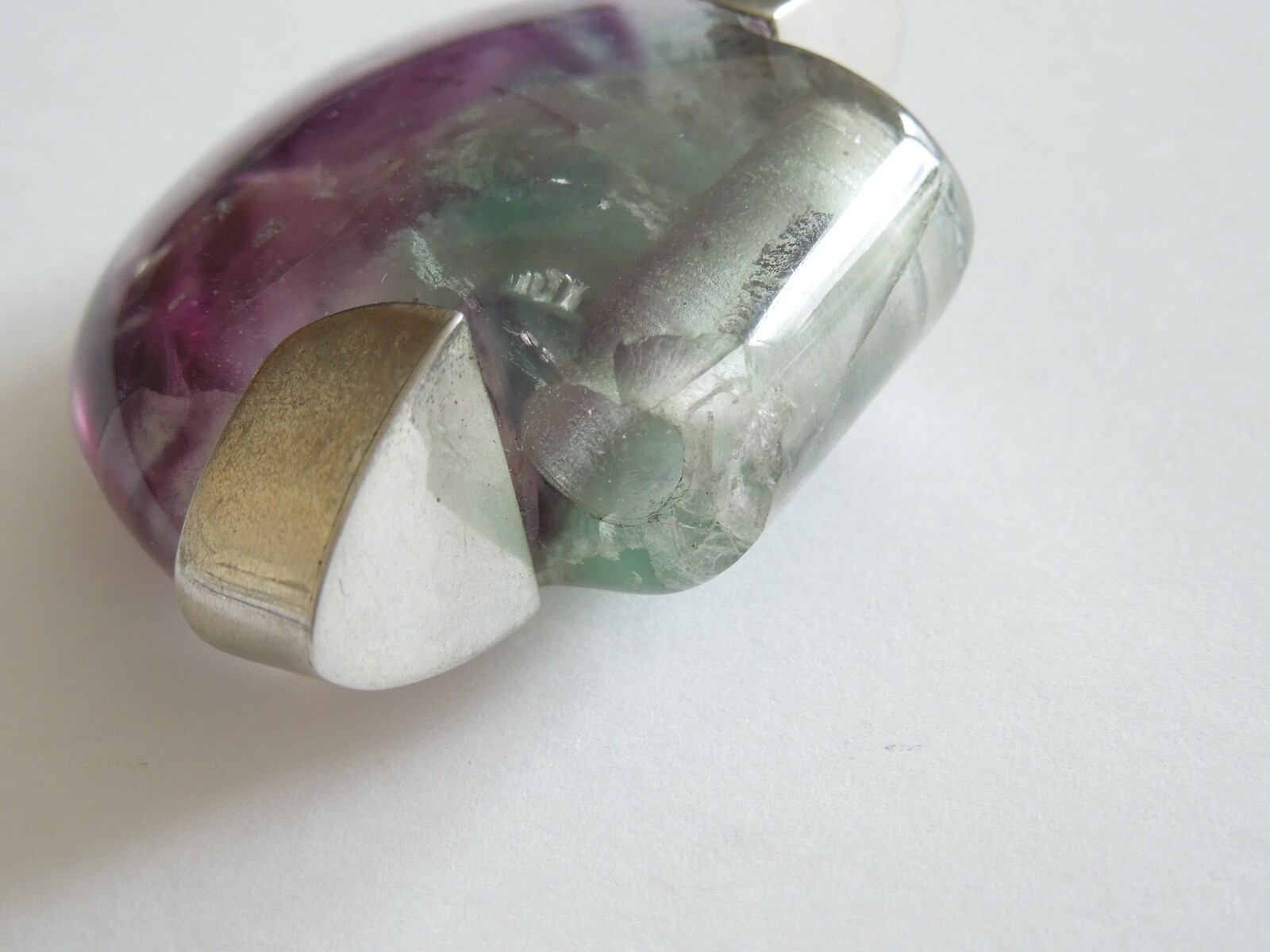 925 Silver Necklace with Solid Fluorite Pendant (… - image 10