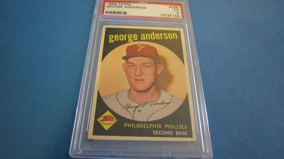 George Sparky Anderson 1959 Topps RC Rookie Card PSA 5 #338 CENTERED - Image 2 of 4