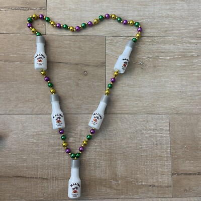 2 Malibu Caribbean Rum Coconut Liqueur Mardi Gras Carnival Bead Necklace Orleans