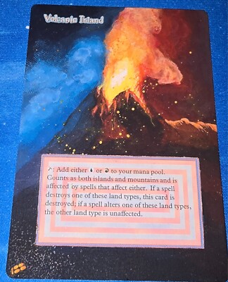 ALTERED 1X Volcanic Island magic the gathering hand painted Real