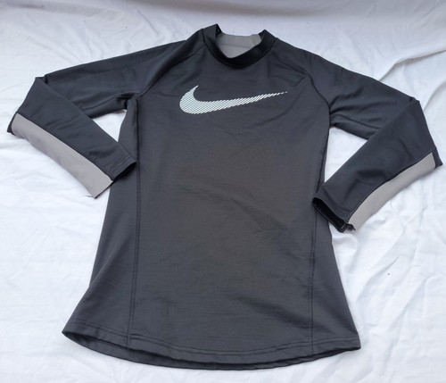 Nike Dri Fit Boys Youth Long Sleeve T Shirt Black Gray X-Large School