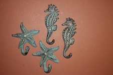 NAUTICAL WALL HOOKS, WALL HOOKS, CAST IRON,STARFISH,SEAHORSE, N24,25