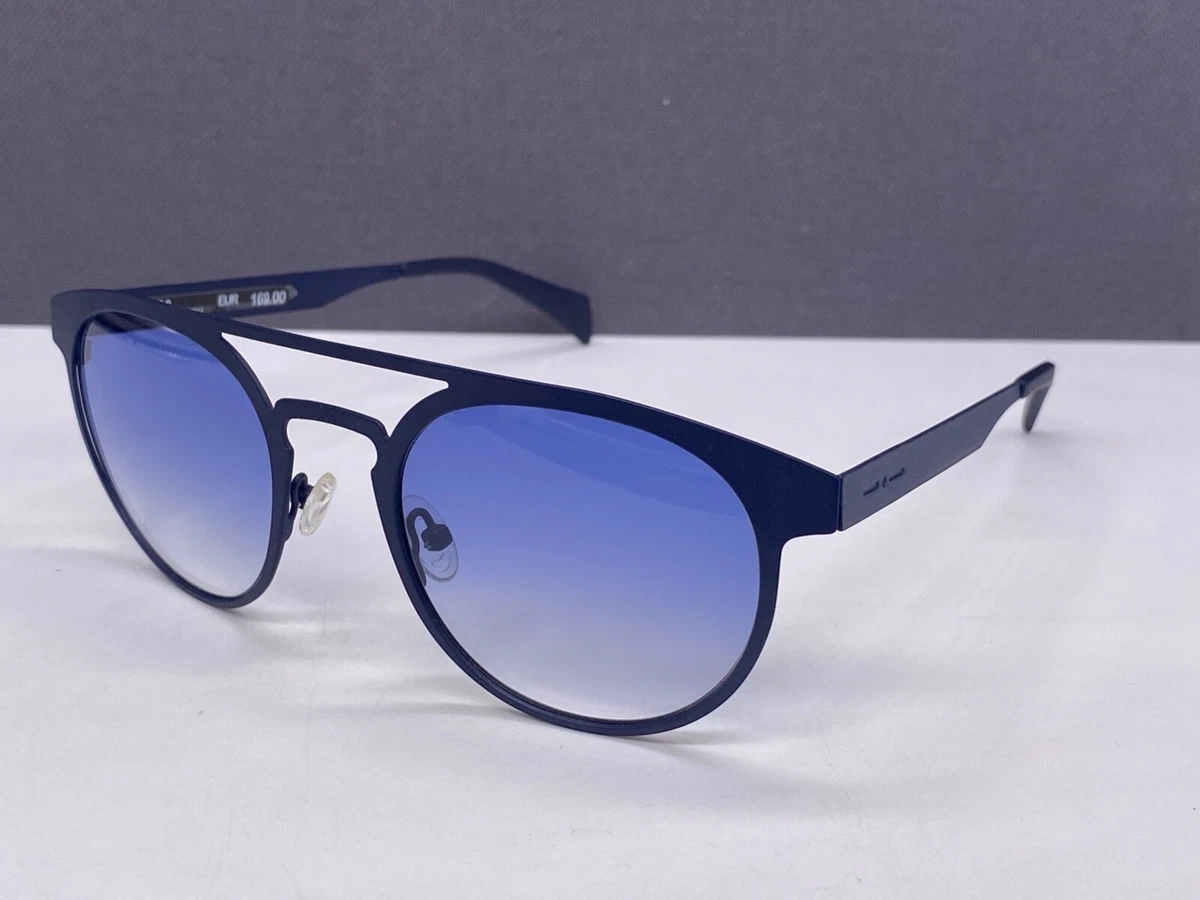 Italia Independent Sonnenbrille Herren Damen Rund Panto Blau Metall Vollrand