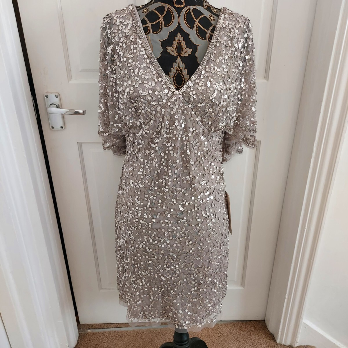 sir kinetic beaded maxi dress SIR The Label Kinetic Beaded Long Sleeve Maxi Dress Size 6