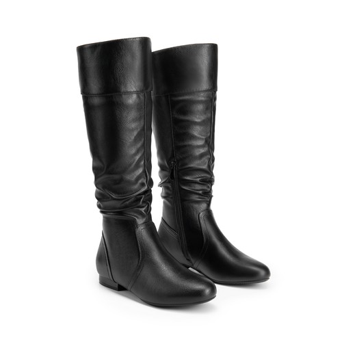 Women Suede Leather Pull On Flat Slouchy Knee High Winter Boots Shoes US 6-11 - Picture 2 of 13