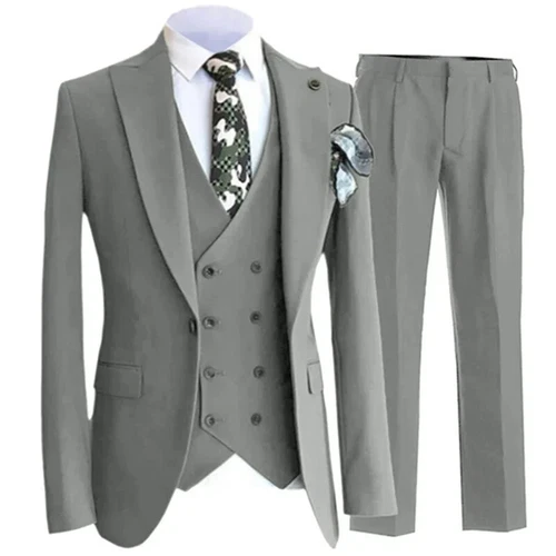 Pants Vest Men Suits Dress 3 Piece Set Male Blazers Wedding Jacket Coat Trousers - Picture 13 of 50