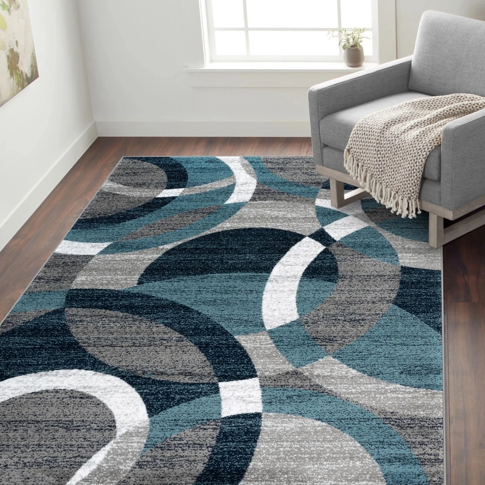 Rugshop Area Rugs Modern Contemporary Circles Abstract Rug New Living Room Rugs - Image 4 of 4