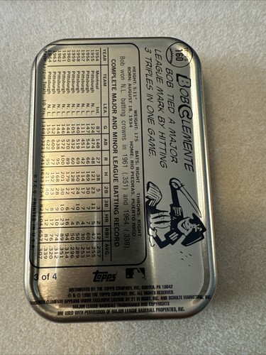 1998 TOPPS COMMEMORATIVE 1971 ROBERTO CLEMENTE TIN No Card Tin Only - Picture 2 of 2