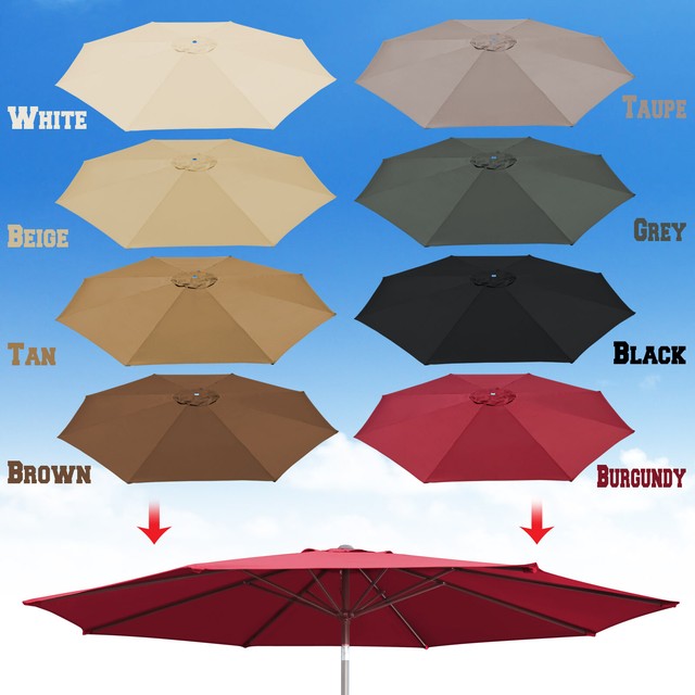 Umbrella Cover Canopy 9ft 8 Rib Patio Replacement Top Outdoor Brown Umbrellas Patio Furniture Accessories