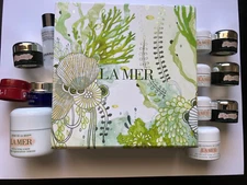 Assortment of Empty La Mer Chanel La Prairie Cream Jars and Cute Box