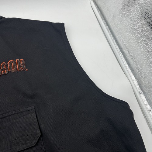 VTG 2002 HARLEY DAVIDSON BLACK EMBROIDERED FULL ZIP VEST MENS SIZE 3XL - EUC!! - Picture 16 of 22