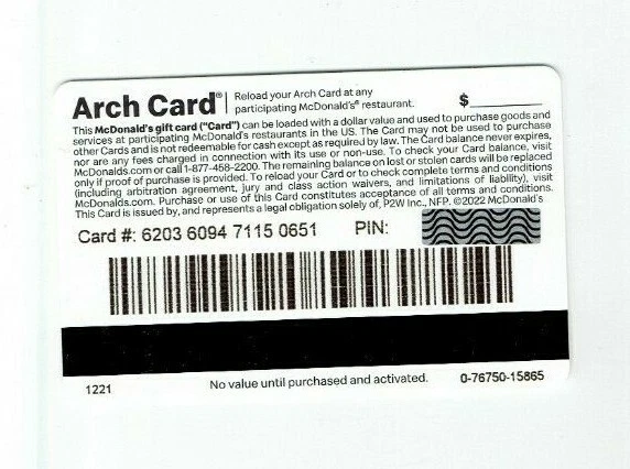 Mcdonald's on sale gift card