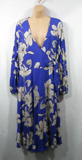 Wallis Petite Mock Wrap Dress Cobalt Blue Floral UK Size 18 BNWT