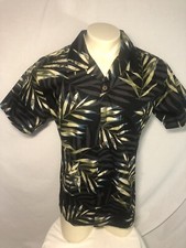 Blue Hawaii Hawaiian Shirt Mens Large Made In USA Floral Ferns Slim Fit Casual