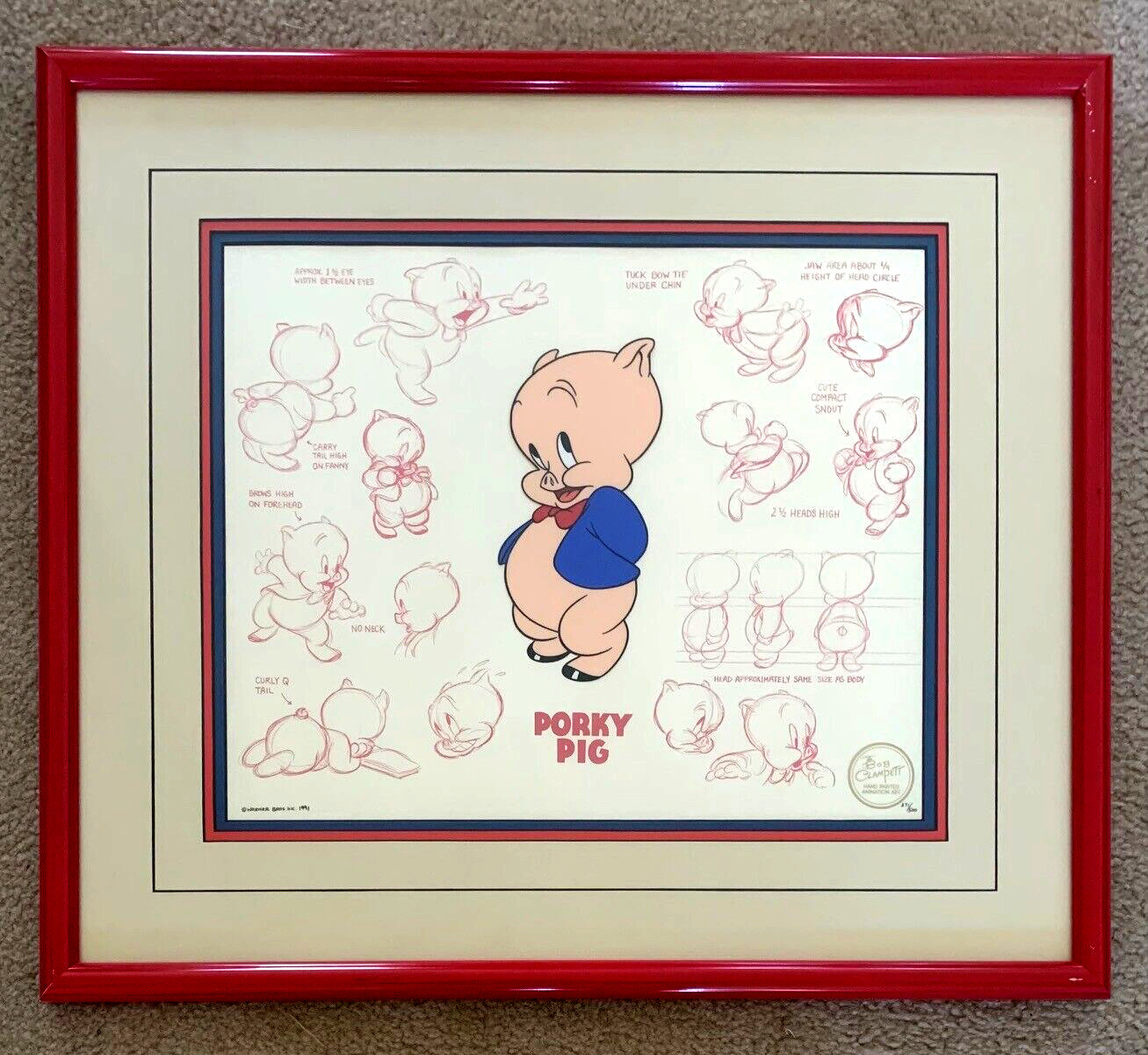 Warner Brothers Cel -  Porky Pig Cel - Bob Clampett - LE 271/500 - COA