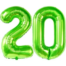 KatchOn Light Green Number 20 Balloons- Big 40 Inch | Green 20 Balloon Number...