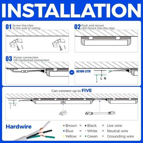 Barrina T8 LED Shop Lights 6FT 60W 8500LM 5000K, Clear Cover, Garage Light Ce... - Picture 9 of 9