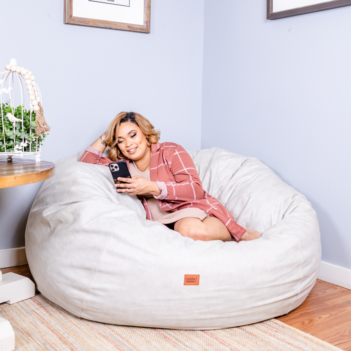 Lounge Chairs White Leather Bean Bag Chair Morden Fort Big Bean Bag Chair  For Adults, Faux Leather Bean Bag