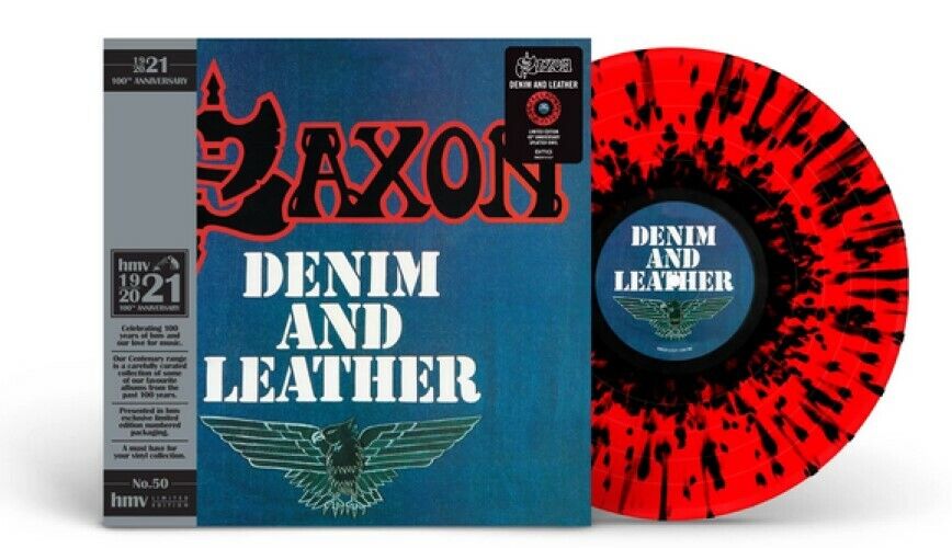 Saxon - Denim & Leather HMV 1921 Centenary Edition Splatter Vinyl LP - Picture 1 of 1