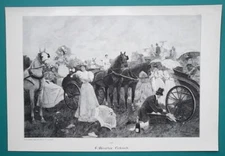 PICNIC High Society Carriages Wine Fine Dresses - VICTORIAN Era Engraving Print