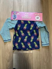 UV Skinz 3 Pcs Swim Set Toddler Girls 3T UPF 50 Shirt Skirt Bucket Hat NEW