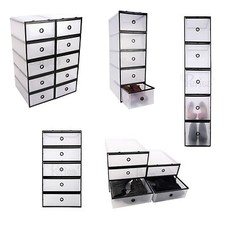 Periea Shoe Storage Boxes Clear Plastic Stackable Drawers Organiser Pack of 10