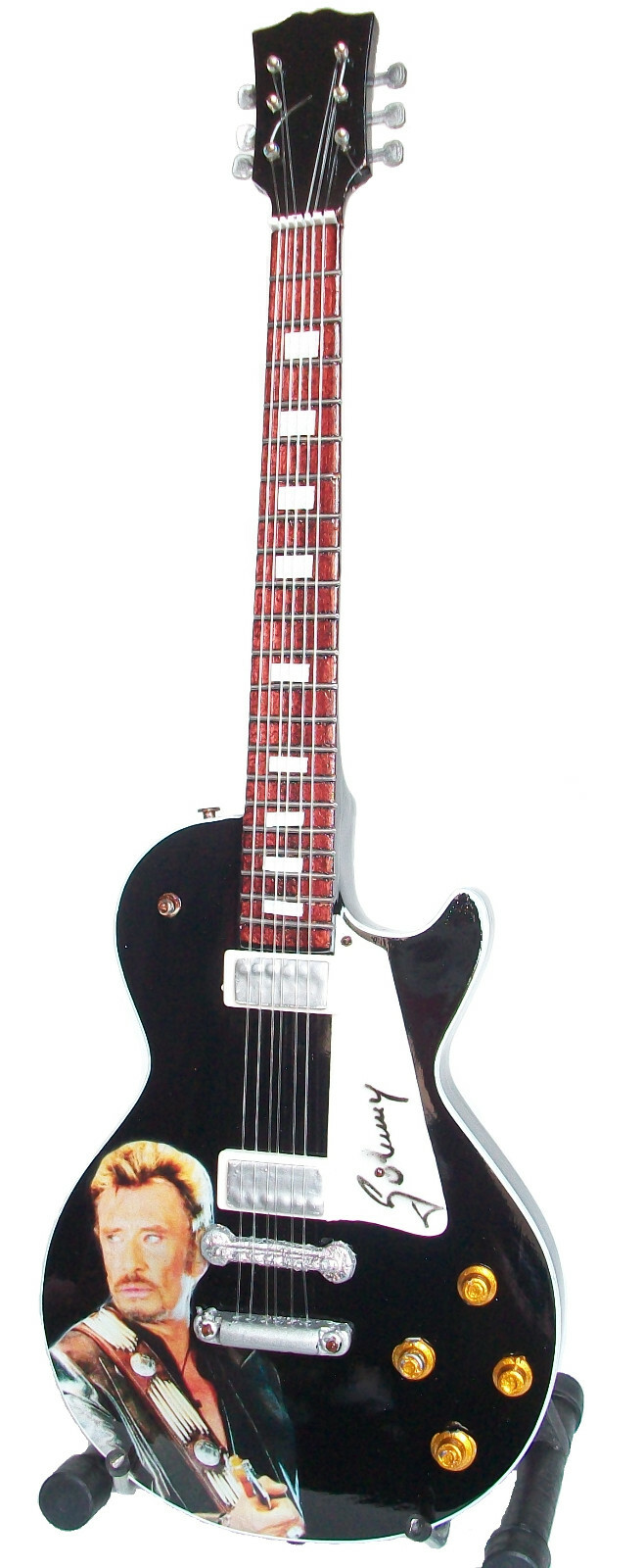 Guitare miniature Gibson hommage à Johnny Hallyday instrument miniature bois