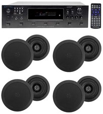 6000w 6 Zone, Home Theater Bluetooth Receiver 8 5.25" Black Ceiling Speakers