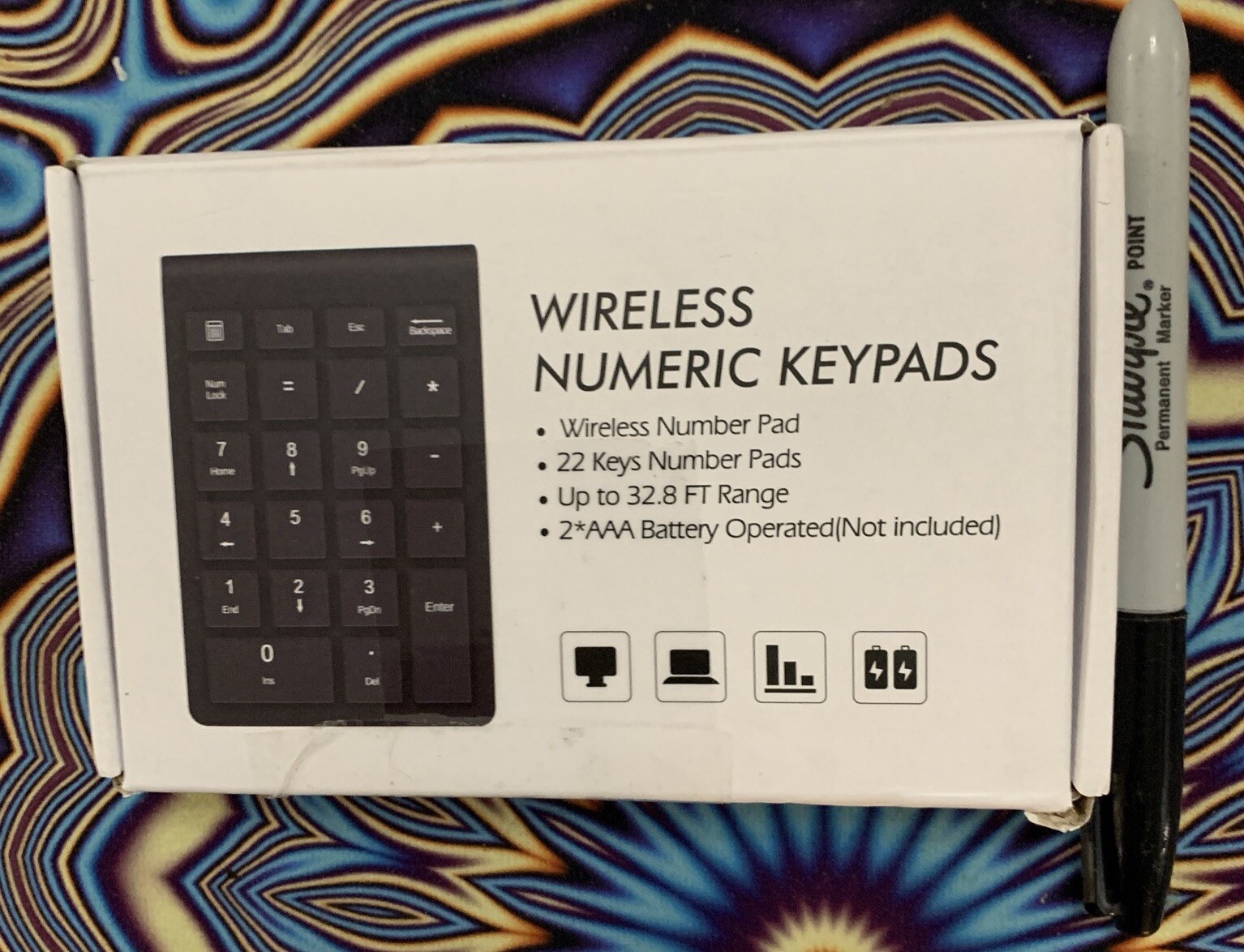 Wireless Mini Numeric Keypad Cordless Number Keyboard Pad 22 Keys 2.4G ...