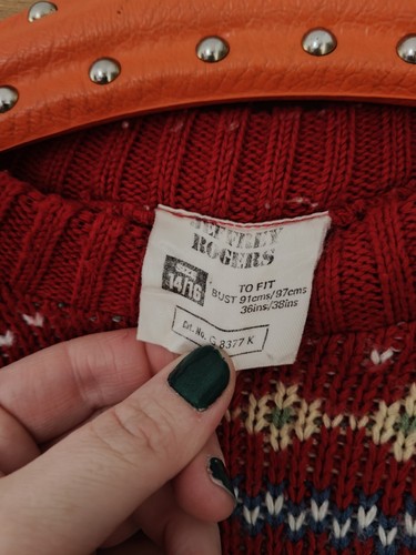 Maglione Vintage Jeffrey Rogers Fair Isle Maglia Natale Taglia 14 Rosso Donna Anni 80 - Foto 8 di 9