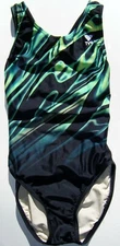 Womens TYR Swimsuit One Piece Competitive -  Size 28 Green Black