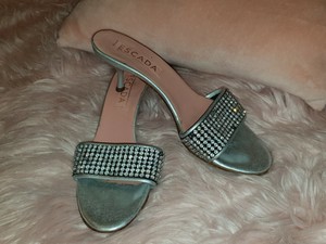 Metallic Shoes Pietre Vintage strass Swarovski Silver T37 Escada Kitten Sandali EZPx8qIwI