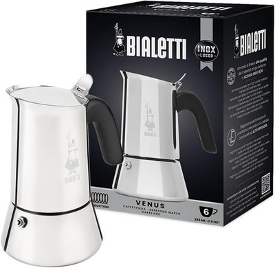 Bialetti Venus Induction Stovetop Coffee Maker 6 Cups Silver