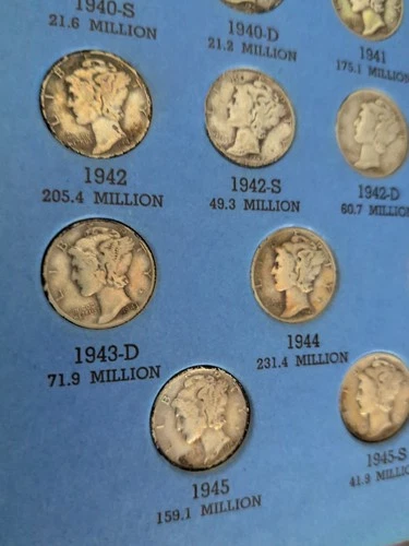 Mercury Dime Full Roll - 50 Coins - 90% Silver 17 Different It Least Bullion 666