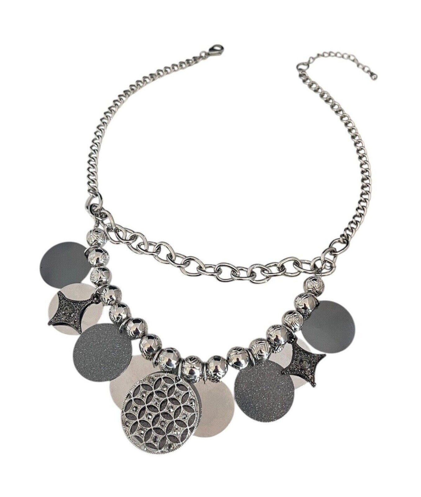 Spring Street Statement Necklace Gray Crystals Si… - image 1