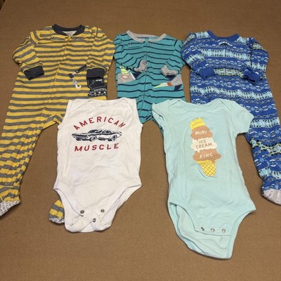 Carter's Old Navy Museum Of Ice Cream Boys Lot 12-18M 5 Sleepers Bodysuits