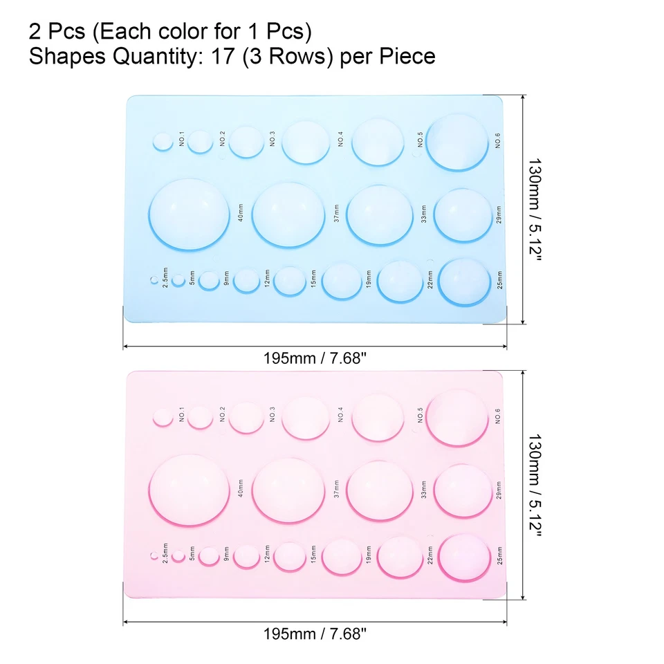 2pcs 8x5" Paper Quilling Template Board Half Ball Dome Mold Tool Craft Blue Pink - image 2 of 4