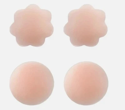 Silicone Nipple Pad Covers Pairs Reusable Adhesive Invisible Bra Round Breast UK - Image 1 of 4