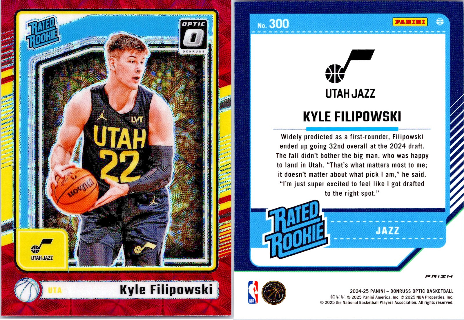 2024 Panini Donruss Optic Kyle Filipowski #300 Red International ROOKIE--6513