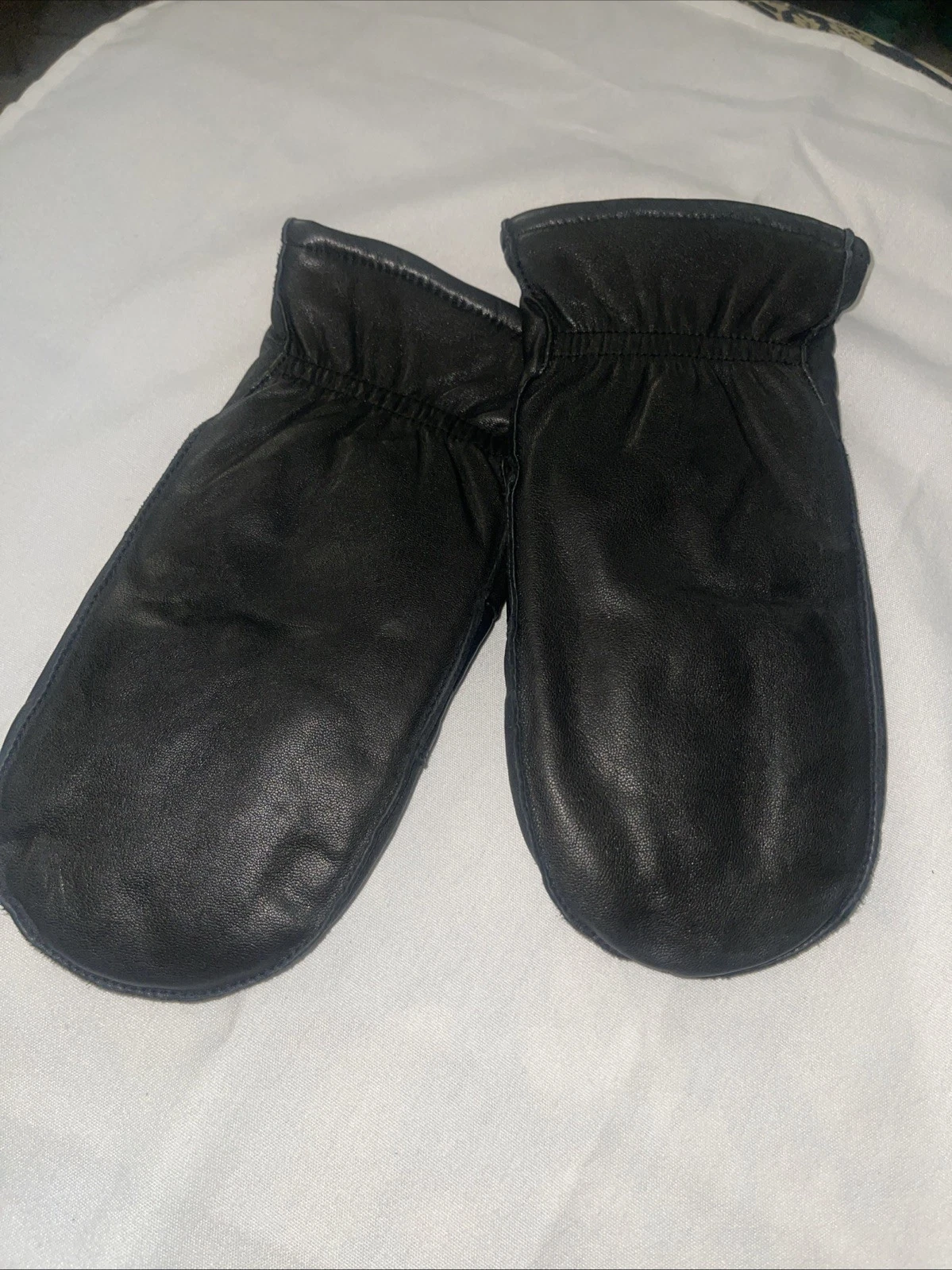 Vintage Dupont Black Insulated Leather Thermolite Mitten Gloves Women's Size L