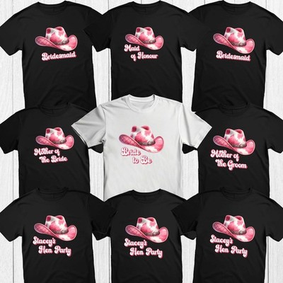 Personalisierte rosa Cowgirl Hut Junggesellinnenabschied T-Shirts - Bride To Be, Brautparty
