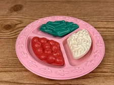 1992 Tyco Magic Feeding Baby Doll Play Food Pink Plate Reversible Food
